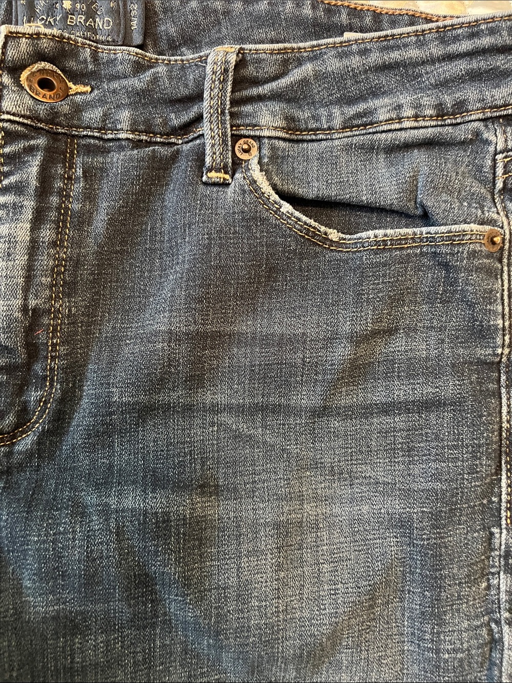 Lucky Brand Indigo Denim Jeans with Tan Leather Patch - Picture 12 of 14